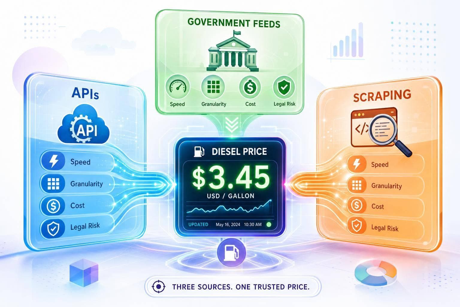 Diesel Price Data Sources Compared: APIs, Government Feeds, and Scraping