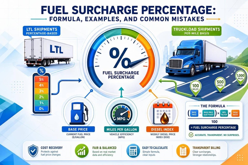 Fuel Surcharge Formula: Percentage and Per-Mile Examples