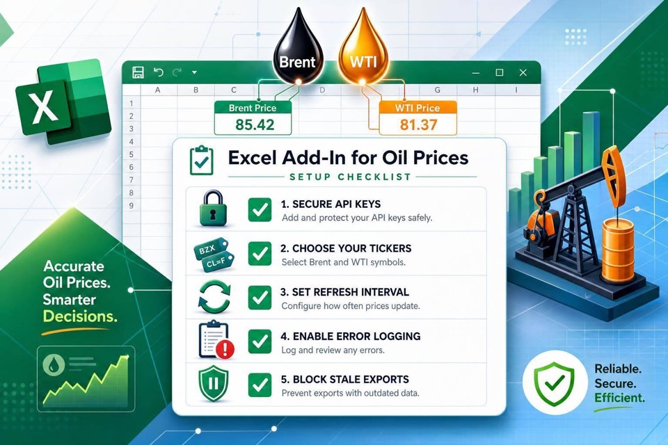 Excel Add-In for Oil Prices - Setup Checklist