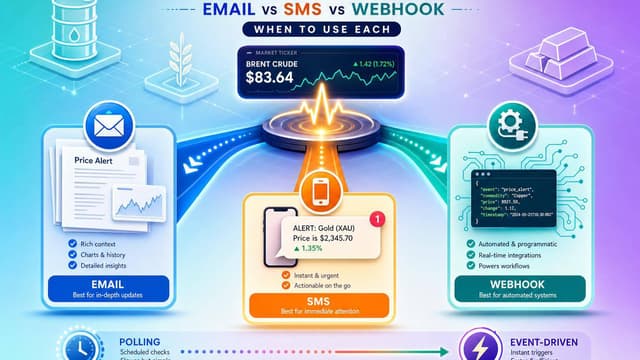 Commodity Price Alerts: Email vs SMS vs Webhook (When to Use Each)